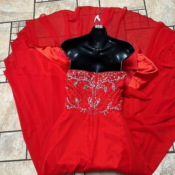 PROM PAGEANT Ball Gown in Red Bridesmaid Barbie Wedding Embellished Hanayome NEW - Picture 10 of 11